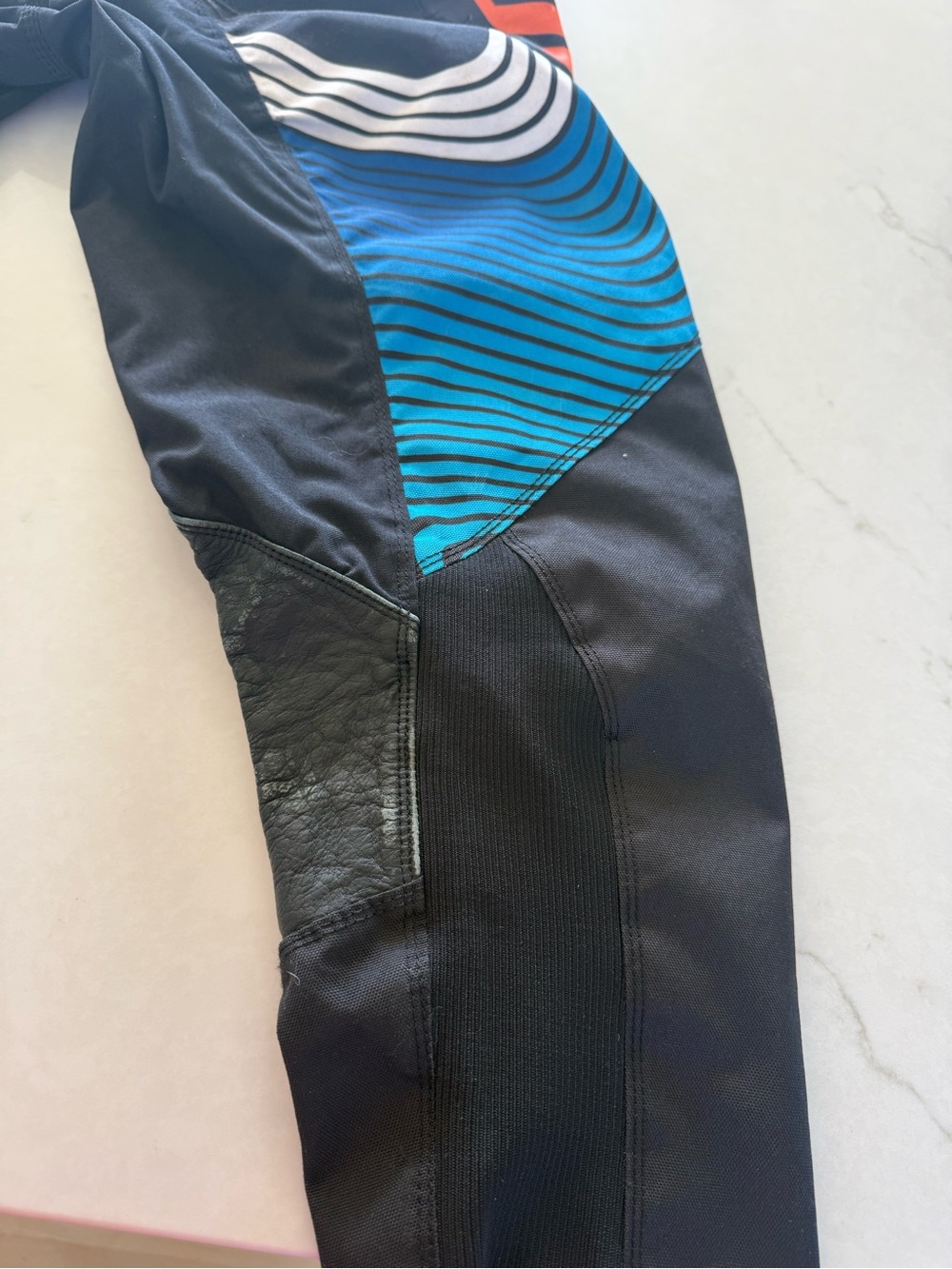 thor Black and Blue Kids Riding pants with Teal Wave Panel